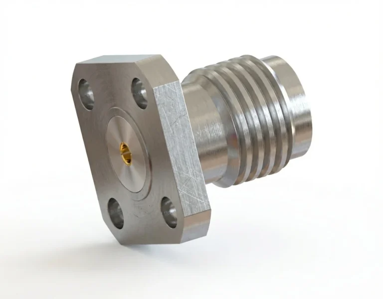 SMA Female 4-Hole Flange Mount RF Connector – Field Replaceable, 6.35mm Hole Spacing, 0.9mm Pin Diameter