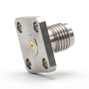 SMA Female 4-Hole Flange Mount RF Connector – Field Replaceable, 8.64mm Hole Spacing, 0.23mm Pin Diameter