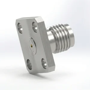 SMA Female 4-Hole Flange Mount RF Connector – Field Replaceable, 8.64mm Hole Spacing, 0.38mm Pin Diameter