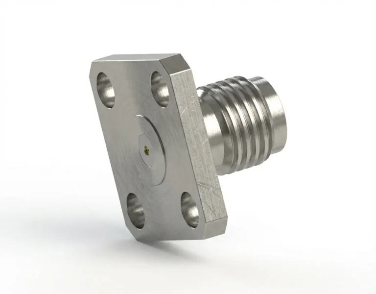 SMA Female 4-Hole Flange Mount RF Connector – Field Replaceable, 8.64mm Hole Spacing, 0.3mm Pin Diameter