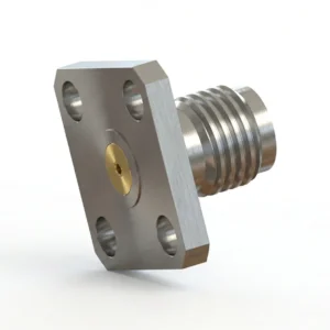 SMA Female 4-Hole Flange Mount RF Connector – Field Replaceable, 8.64mm Hole Spacing, 0.46mm Pin Diameter