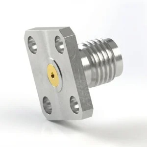 SMA Female 4-Hole Flange Mount RF Connector – Field Replaceable, 8.64mm Hole Spacing, 0.51mm Pin Diameter