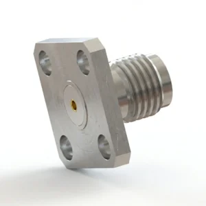 SMA Female 4-Hole Flange Mount RF Connector – Field Replaceable, 8.64mm Hole Spacing, 0.9mm Pin Diameter