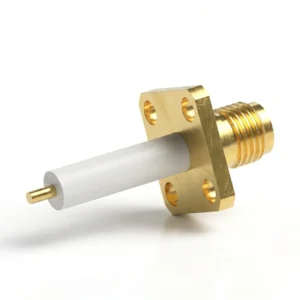 SMA Female 4-Hole Flange Mount RF Connector – Solder Attachment, 8.63mm Hole Spacing, 1.27mm Pin Diameter, Stub Terminal