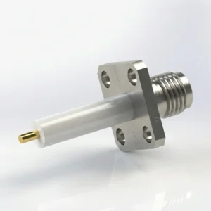 SMA Female 4-Hole Flange Mount RF Connector – Solder Attachment, 8.63mm Hole Spacing, 1.27mm Pin Diameter, Stub Terminal
