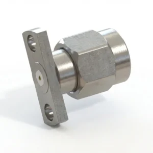 SMA Male 2-Hole Flange Mount RF Connector – Field Replaceable, 10.2mm Hole Spacing, 0.23mm Pin Diameter