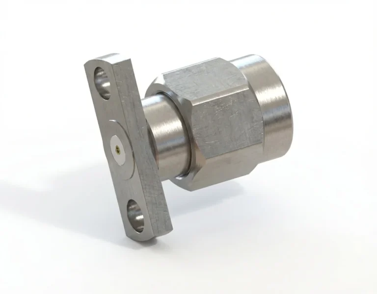 SMA Male 2-Hole Flange Mount RF Connector – Field Replaceable, 10.2mm Hole Spacing, 0.23mm Pin Diameter