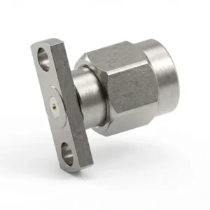 SMA Male 2-Hole Flange Mount RF Connector – Field Replaceable, 10.2mm Hole Spacing, 0.38mm Pin Diameter