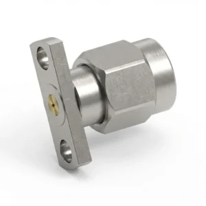 SMA Male 2-Hole Flange Mount RF Connector – Field Replaceable, 10.2mm Hole Spacing, 0.3mm Pin Diameter