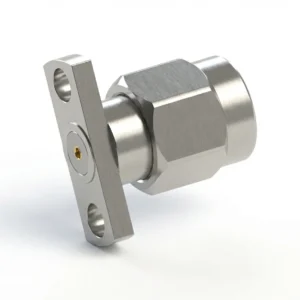 SMA Male 2-Hole Flange Mount RF Connector – Field Replaceable, 10.2mm Hole Spacing, 0.51mm Pin Diameter