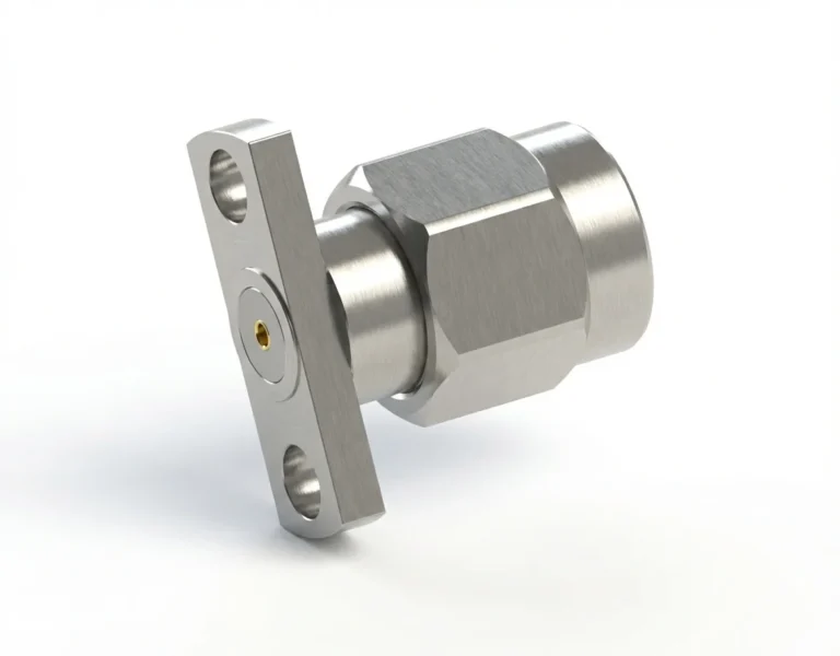 SMA Male 2-Hole Flange Mount RF Connector – Field Replaceable, 10.2mm Hole Spacing, 0.51mm Pin Diameter