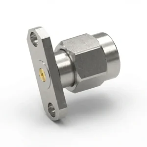 SMA Male 2-Hole Flange Mount RF Connector – Field Replaceable, 12.22mm Hole Spacing, 0.23mm Pin Diameter