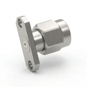 SMA Male 2-Hole Flange Mount RF Connector – Field Replaceable, 12.22mm Hole Spacing, 0.3mm Pin Diameter