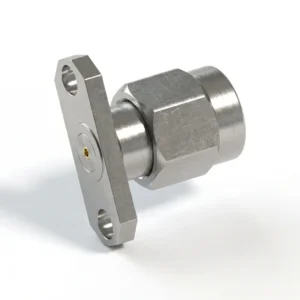 SMA Male 2-Hole Flange Mount RF Connector – Field Replaceable, 12.22mm Hole Spacing, 0.46mm Pin Diameter
