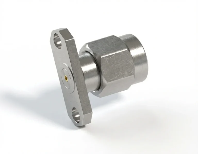 SMA Male 2-Hole Flange Mount RF Connector – Field Replaceable, 12.22mm Hole Spacing, 0.46mm Pin Diameter