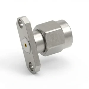 SMA Male 2-Hole Flange Mount RF Connector – Field Replaceable, 12.22mm Hole Spacing, 0.9mm Pin Diameter