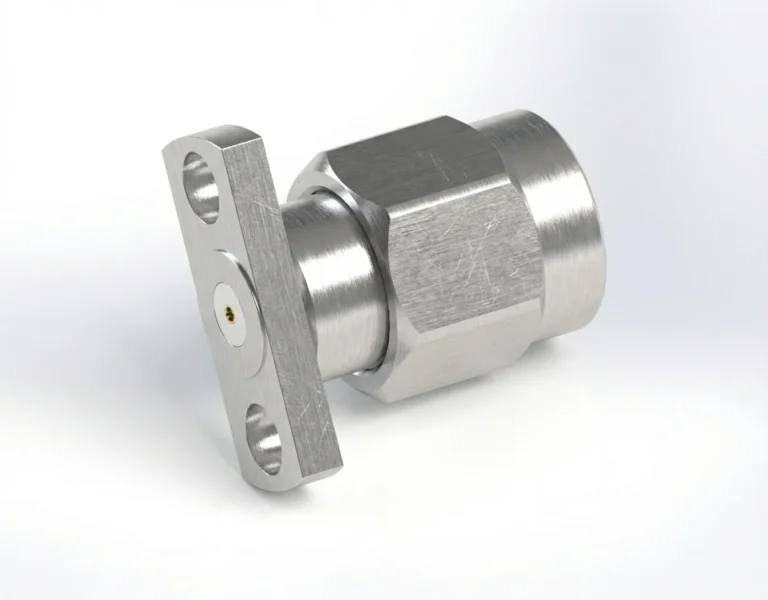 SMA Male 2-Hole Flange Mount RF Connector – Field Replaceable, 9mm Hole Spacing, 0.23mm Pin Diameter