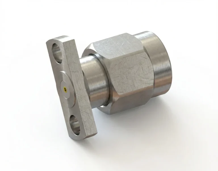 SMA Male 2-Hole Flange Mount RF Connector – Field Replaceable, 9mm Hole Spacing, 0.38mm Pin Diameter