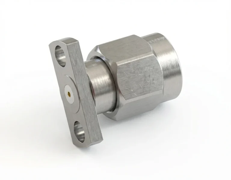 SMA Male 2-Hole Flange Mount RF Connector – Field Replaceable, 9mm Hole Spacing, 0.3mm Pin Diameter