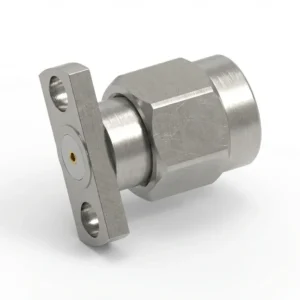 SMA Male 2-Hole Flange Mount RF Connector – Field Replaceable, 9mm Hole Spacing, 0.46mm Pin Diameter