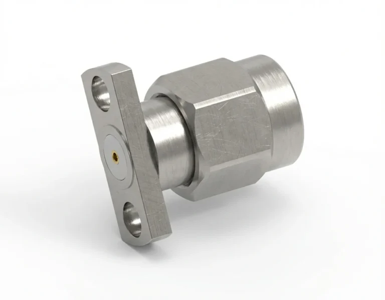 SMA Male 2-Hole Flange Mount RF Connector – Field Replaceable, 9mm Hole Spacing, 0.46mm Pin Diameter