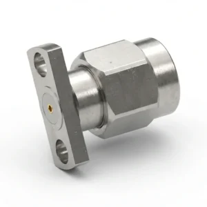 SMA Male 2-Hole Flange Mount RF Connector – Field Replaceable, 9mm Hole Spacing, 0.51mm Pin Diameter