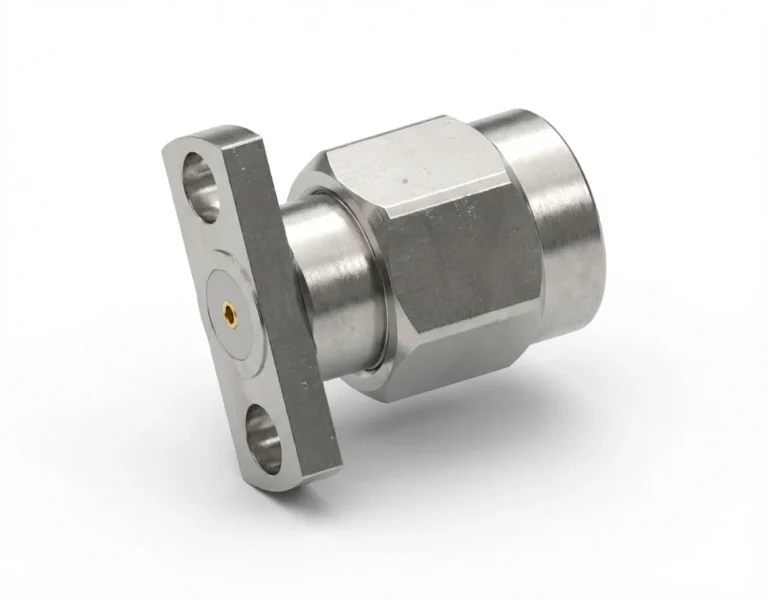 SMA Male 2-Hole Flange Mount RF Connector – Field Replaceable, 9mm Hole Spacing, 0.51mm Pin Diameter