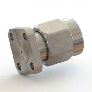 SMA Male 4-Hole Flange Mount RF Connector – Field Replaceable, 6.35mm Hole Spacing, 0.23mm Pin Diameter