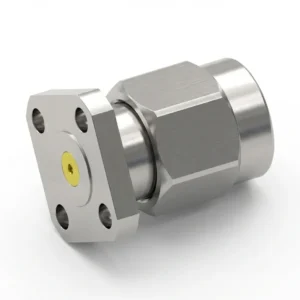 SMA Male 4-Hole Flange Mount RF Connector – Field Replaceable, 6.35mm Hole Spacing, 0.38mm Pin Diameter