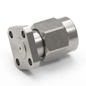 SMA Male 4-Hole Flange Mount RF Connector – Field Replaceable, 6.35mm Hole Spacing, 0.3mm Pin Diameter