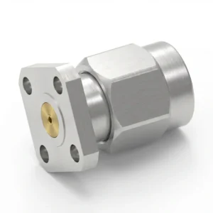 SMA Male 4-Hole Flange Mount RF Connector – Field Replaceable, 6.35mm Hole Spacing, 0.46mm Pin Diameter