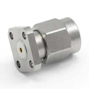 SMA Male 4-Hole Flange Mount RF Connector – Field Replaceable, 6.35mm Hole Spacing, 0.9mm Pin Diameter