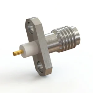 SSMA Female 2-Hole Flange Mount RF Connector - Field Replaceable, 0.86mm Pin Diameter, Stub Terminal
