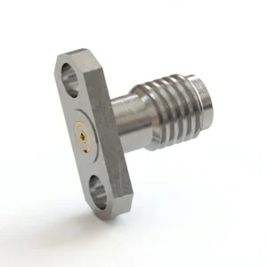 SSMA Female 2-Hole Flange Mount RF Connector – Field Replaceable, 8.3mm Hole Spacing, 0.38mm Pin Diameter