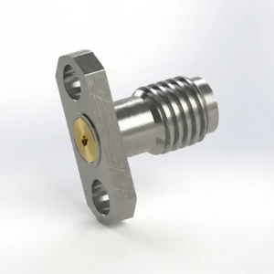 SSMA Female 2-Hole Flange Mount RF Connector – Field Replaceable, 8.3mm Hole Spacing, 0.51mm Pin Diameter