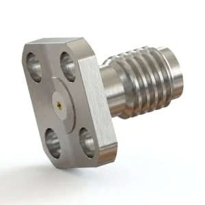 SSMA Female 4-Hole Flange Mount RF Connector – Field Replaceable, 5.9mm Hole Spacing, 0.23mm Pin Diameter