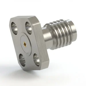 SSMA Female 4-Hole Flange Mount RF Connector – Field Replaceable, 5.9mm Hole Spacing, 0.46mm Pin Diameter