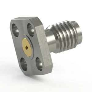 SSMA Female 4-Hole Flange Mount RF Connector – Field Replaceable, 5.9mm Hole Spacing, 0.52mm Pin Diameter