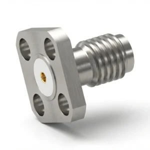 SSMA Female 4-Hole Flange Mount RF Connector – Field Replaceable, 5.9mm Hole Spacing, 0.9mm Pin Diameter
